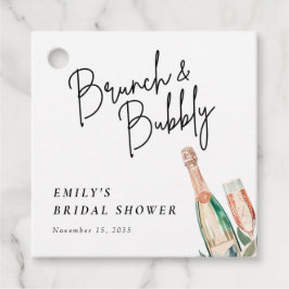 Étiquettes Cadeau Brunch et Bubbly Élégant Shower de Mariée