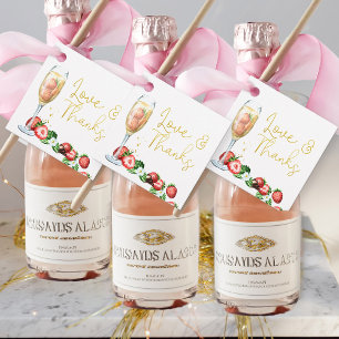 Étiquettes Cadeau Brunch et Bubbly fraises Love and Thanks