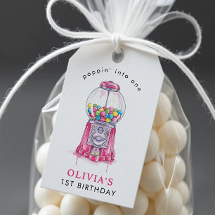 Étiquettes-cadeau Bubblegum Pink Poppin' Girl 1er Anniversaire