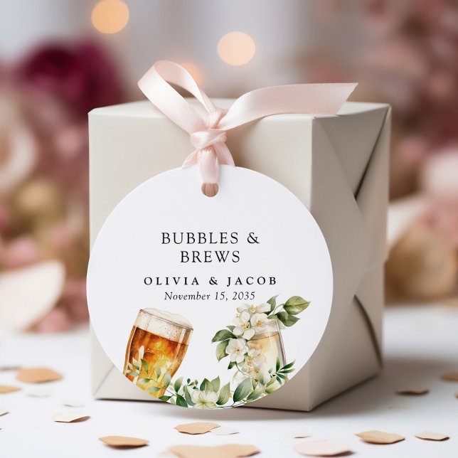 Étiquettes Cadeau Bubbles and Brews Shower de Couple (Créateur téléchargé)