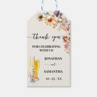 Étiquettes-cadeau Bubbles & Brews Automne Fleur sauvage Merci Favori
