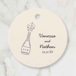 Étiquettes Cadeau Bubbly Popping Champagne Bouteille Mariage Whimsic