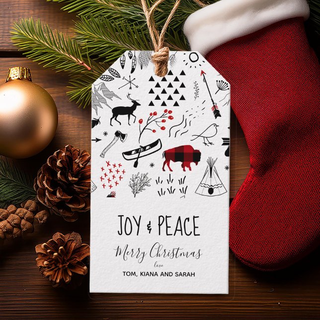 Étiquettes-cadeau Buffalo Adventures Black & Red Plaid ID599 (Créateur téléchargé)