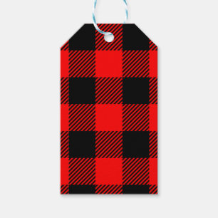 Étiquettes-cadeau Buffalo Check Rouge et Noir Lumberjack Plaid Decor