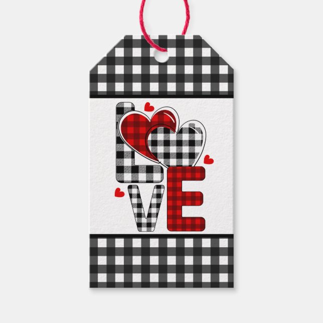 Étiquettes-cadeau Buffalo Plaid Valentines Love  (Devant)