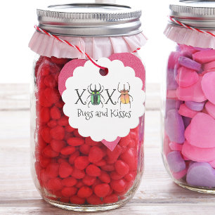 Étiquettes Cadeau Bugs XOXO Valentine et Baisers Lovebug Beetles