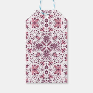 Étiquettes-cadeau Buissons, magenta foncé et rose sur blanc