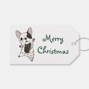 Étiquettes-cadeau Bulldog Dogs Merry Christmas Winter Animals