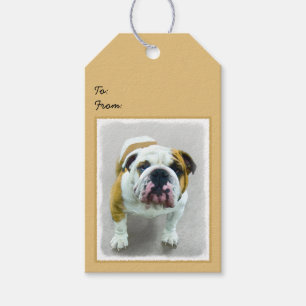 Étiquettes-cadeau Bulldog Painting - Joli art original chien