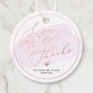 Étiquettes Cadeau Bulles de Champagne Rose, Remerciement Aquarelle