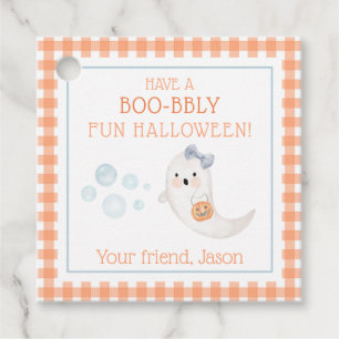 Étiquettes Cadeau Bulles fantômes Halloween Boo-bbly Trick ou Treat 