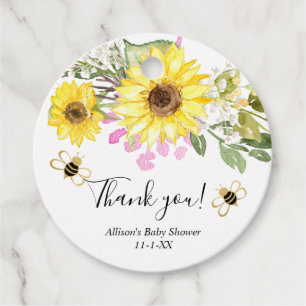 Étiquettes Cadeau Bumble beige tournesol rose jaune