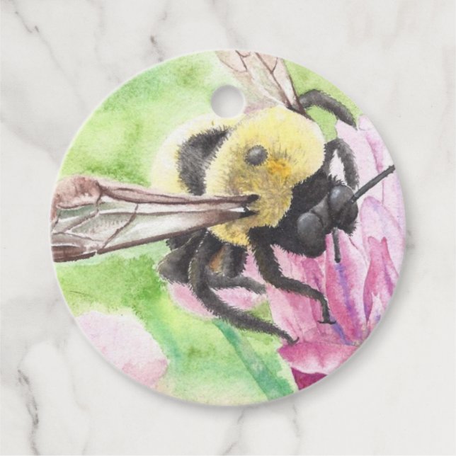 Étiquettes Cadeau Bumblebee dans les fleurs (Devant)