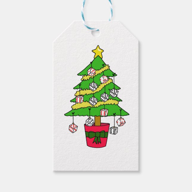 Étiquettes-cadeau Bunco Dice Christmas Tree (Devant)