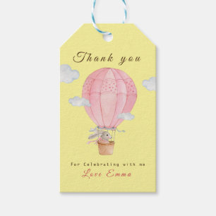 Étiquettes-cadeau Bunny in Hot air ballon 1er anniversaire merci