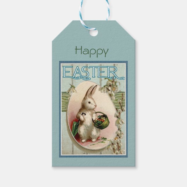 Étiquettes-cadeau Bunny Retro vintage Pâques (Devant)