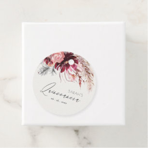 Étiquettes Cadeau Burgundy Blush Floral Pampas Grass Quinceanera