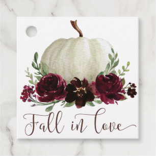 Étiquettes Cadeau Burgundy Fall in Love Merci Favor Balise
