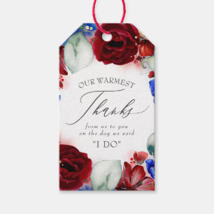 Étiquettes-cadeau Burgundy Rouge et bleu marine Mariage Merci
