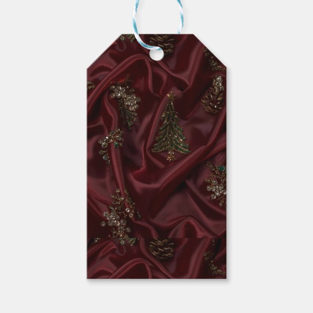 Étiquettes-cadeau Burgundy Silk-Look Diamond  (Devant)