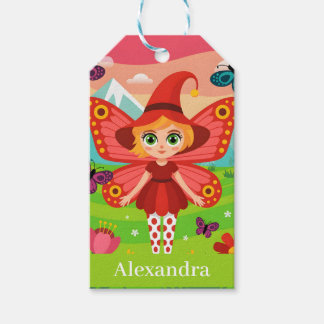 Étiquettes-cadeau Butterfly Fairy Illustration in Whimsical Forest