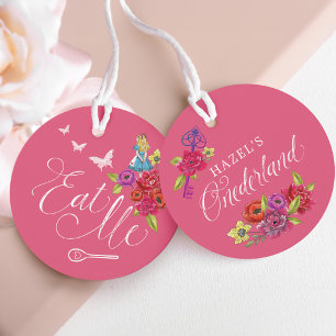 Étiquettes Cadeau Buvez moi Alice dans Onederland Vibrant Floral tea
