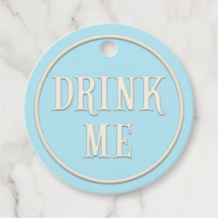 Étiquettes Cadeau "Buvez-moi" Wonderland Tea Party Blue Personnalisé