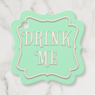 Étiquettes Cadeau "Buvez-moi" Wonderland Tea Party Green Personnalis