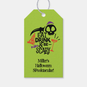 Étiquettes-cadeau Buvez un verre et soyez effrayant Green Halloween 