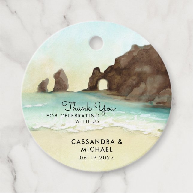 Étiquettes Cadeau Cabo San Lucas Mexique Aquarelle  (Devant)