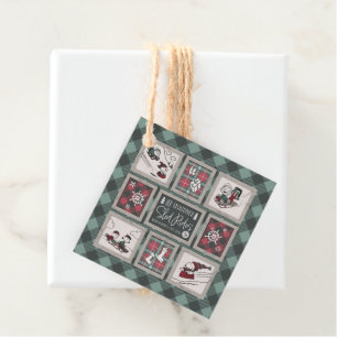 Étiquettes Cadeau cacahuètes   Ancien Motif de traîneau