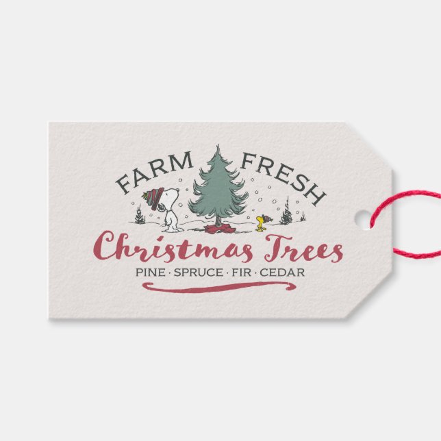 Étiquettes-cadeau cacahuètes | Arbres de Noël frais de ferme (Devant (Horizontal))