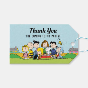 Étiquettes-cadeau cacahuètes   Charlie Brown et Gang Anniversaire