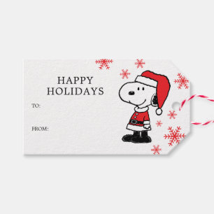 Étiquettes-cadeau cacahuètes   Snoopy Santa Claus