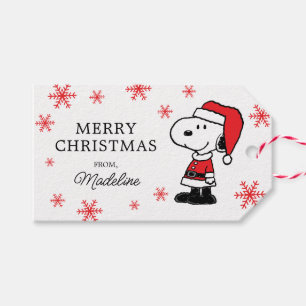 Étiquettes-cadeau cacahuètes   Snoopy Santa Claus