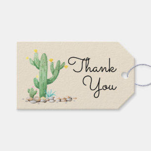 Étiquettes-cadeau Cactus d'aquarelle ivoire