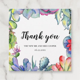 Étiquettes Cadeau Cactus et succulents mariage d'aquarelle