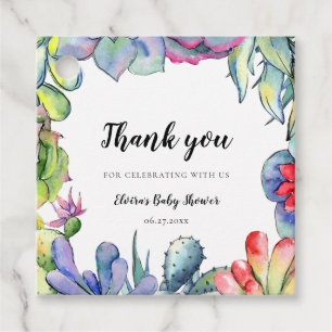 Étiquettes Cadeau Cactus succulent aquarelle Baby shower