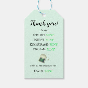 Étiquettes-cadeau cadeau à la menthe amusant appréciation des employ