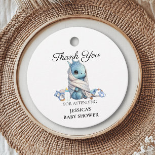 Étiquettes Cadeau Cadeau Baby Shower Blue Dragon