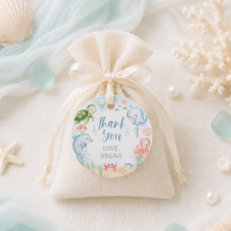 Étiquettes Cadeau Cadeau de Baby Shower Océan Bébé à Voir Bientôt