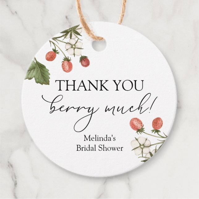 Étiquettes Cadeau Cadeau de douche Merci beaucoup Berry (Devant)