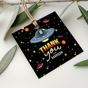 Étiquettes Cadeau Cadeau de fête d'anniversaire Garçons Néon Espace