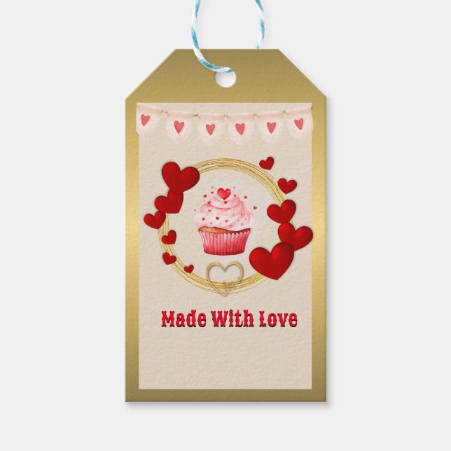 Étiquettes-cadeau Cadeau de la Saint-Valentin avec Coeurs rouges per (Devant)