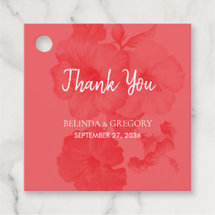 Étiquettes Cadeau Cadeau de mariage à l'aquarelle élégante hibiscus