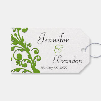 Étiquettes-cadeau Cadeau de mariage floral vert élégant