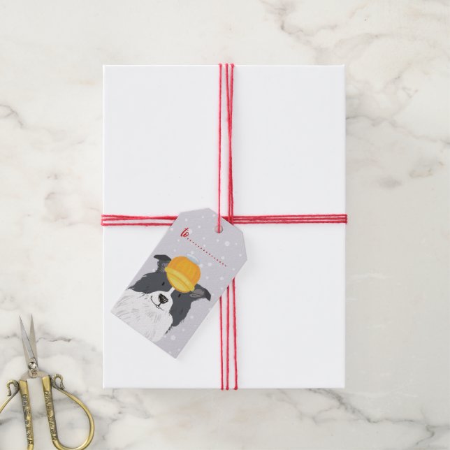 Étiquettes-cadeau Cadeau de Noël Chien de vacances Présenté (Avec de la ficelle)