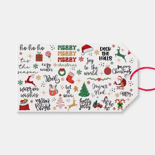 Étiquettes-cadeau Cadeau de Noël Festif Personnalisé (Devant (Horizontal))