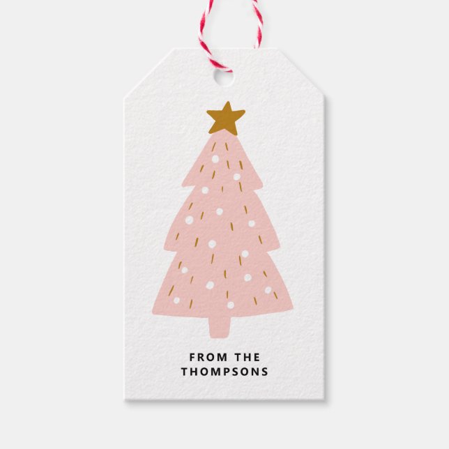 Étiquettes-cadeau Cadeau de Noël Pink Tree (Devant)