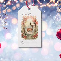 Cadeau de Noël rustique vintage de cerf de la forê